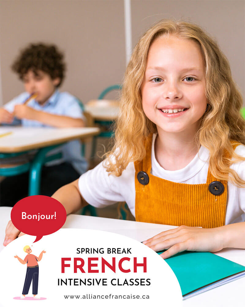 kids smiling for french class