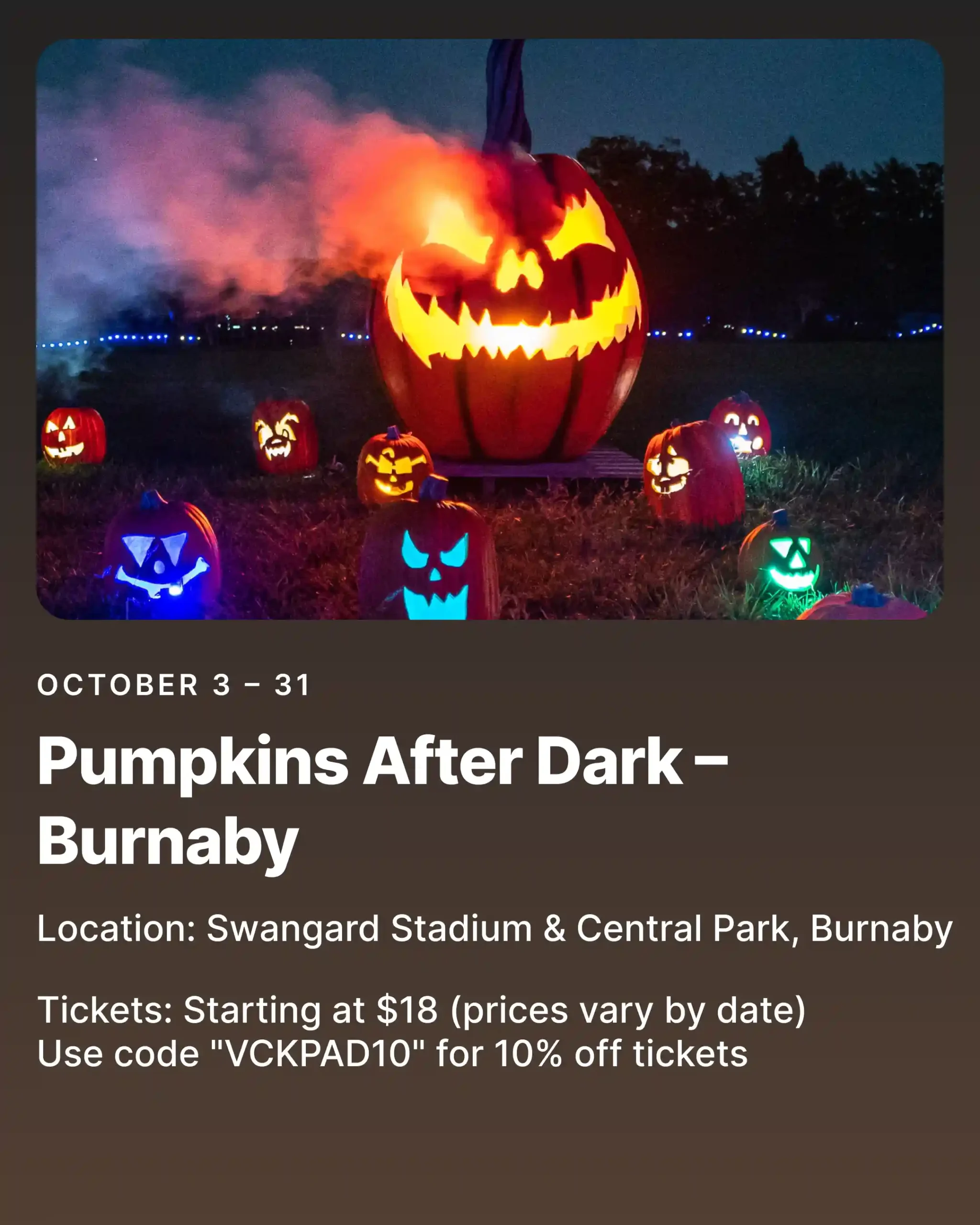 Pumpkins After Dark Burnaby Trick or Treat in Metro Vancouver
